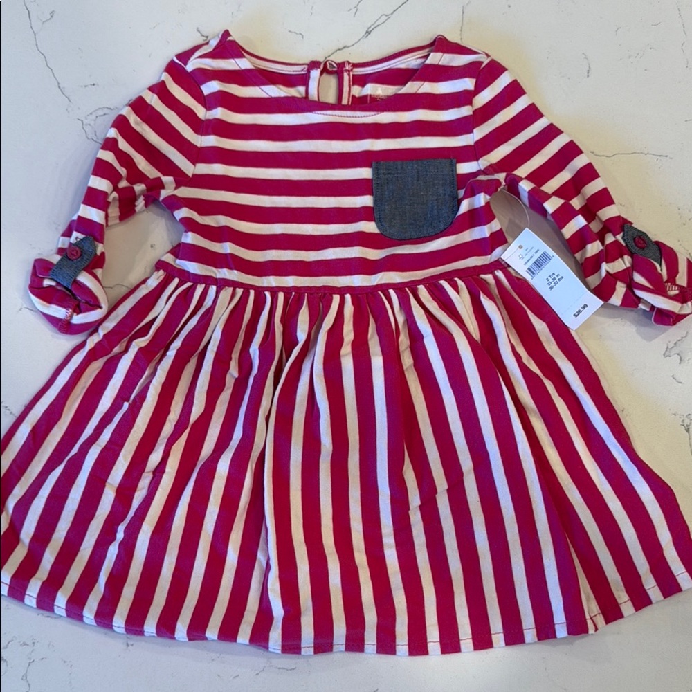 The GAP . Striped Pink and White Kids Dress